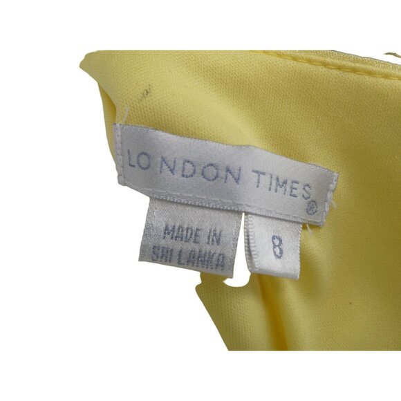 London‎ Times Fairycore Chifon Yellow Tiered Ruffle Cocktail Dress - Picture 7 of 7